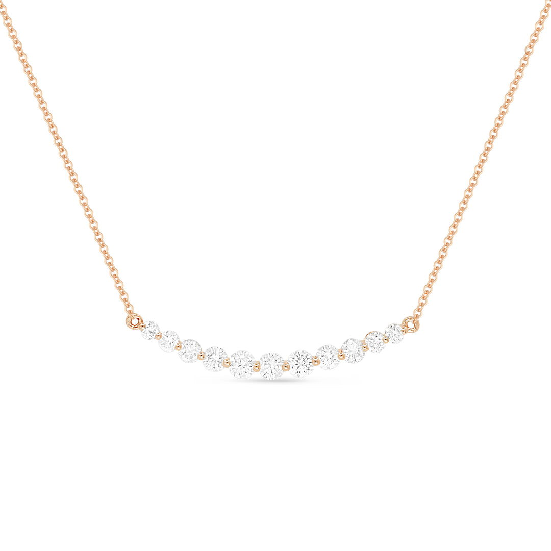 Beautiful Hand Crafted 14K Rose Gold White Diamond Milano Collection Necklace