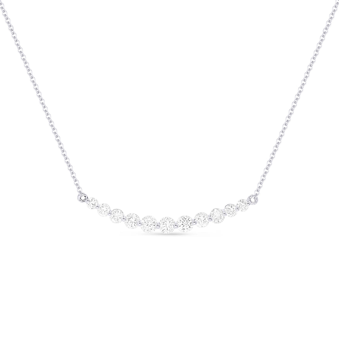 Beautiful Hand Crafted 14K White Gold White Diamond Milano Collection Necklace