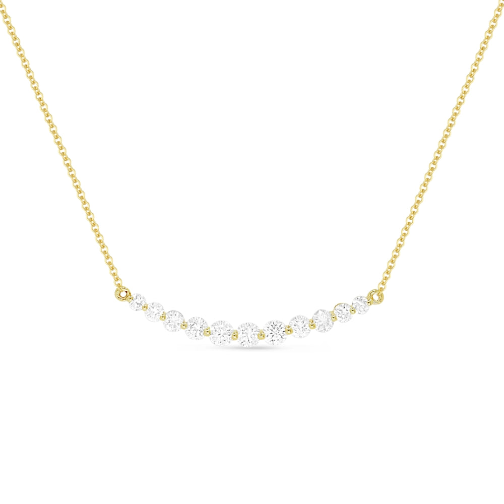 Beautiful Hand Crafted 14K Yellow Gold White Diamond Milano Collection Necklace