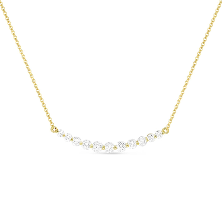 Beautiful Hand Crafted 14K Yellow Gold White Diamond Milano Collection Necklace