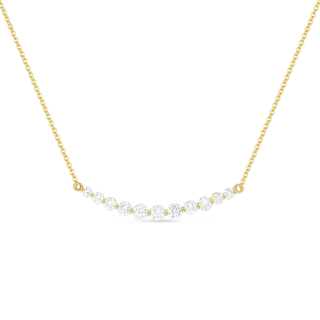 Beautiful Hand Crafted 14K Yellow Gold White Diamond Milano Collection Necklace