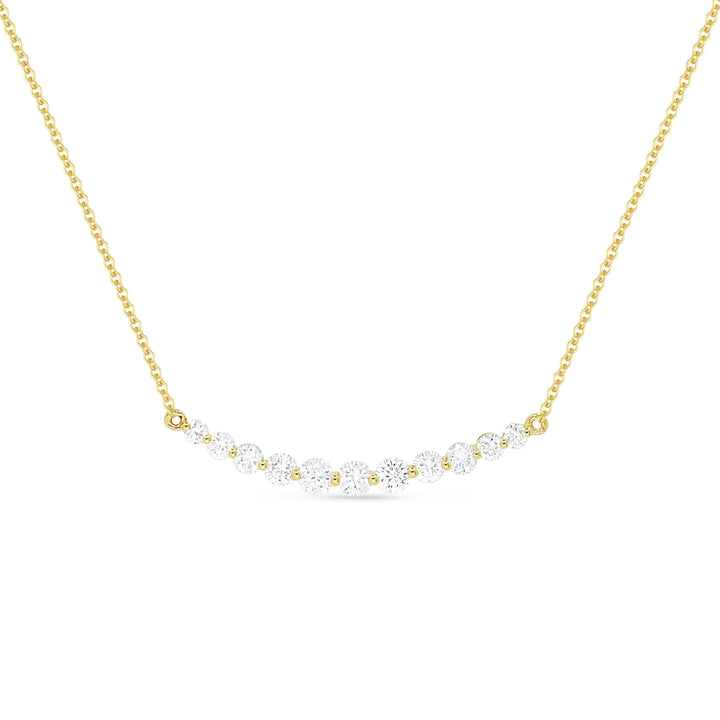 Beautiful Hand Crafted 14K Yellow Gold White Diamond Milano Collection Necklace