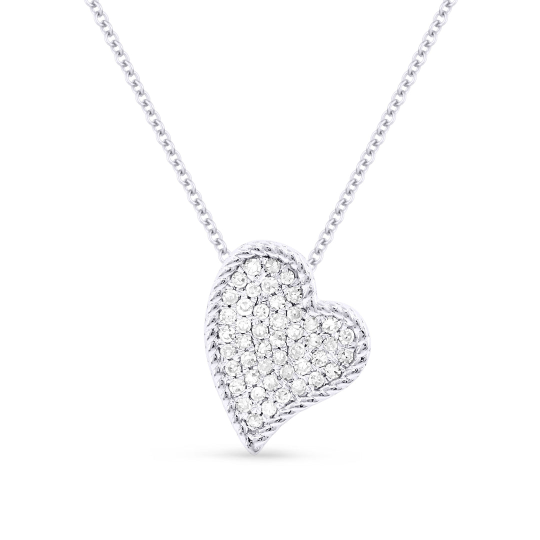 Beautiful Hand Crafted 14K White Gold White Diamond Milano Collection Pendant