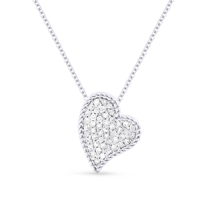 Beautiful Hand Crafted 14K White Gold White Diamond Milano Collection Pendant