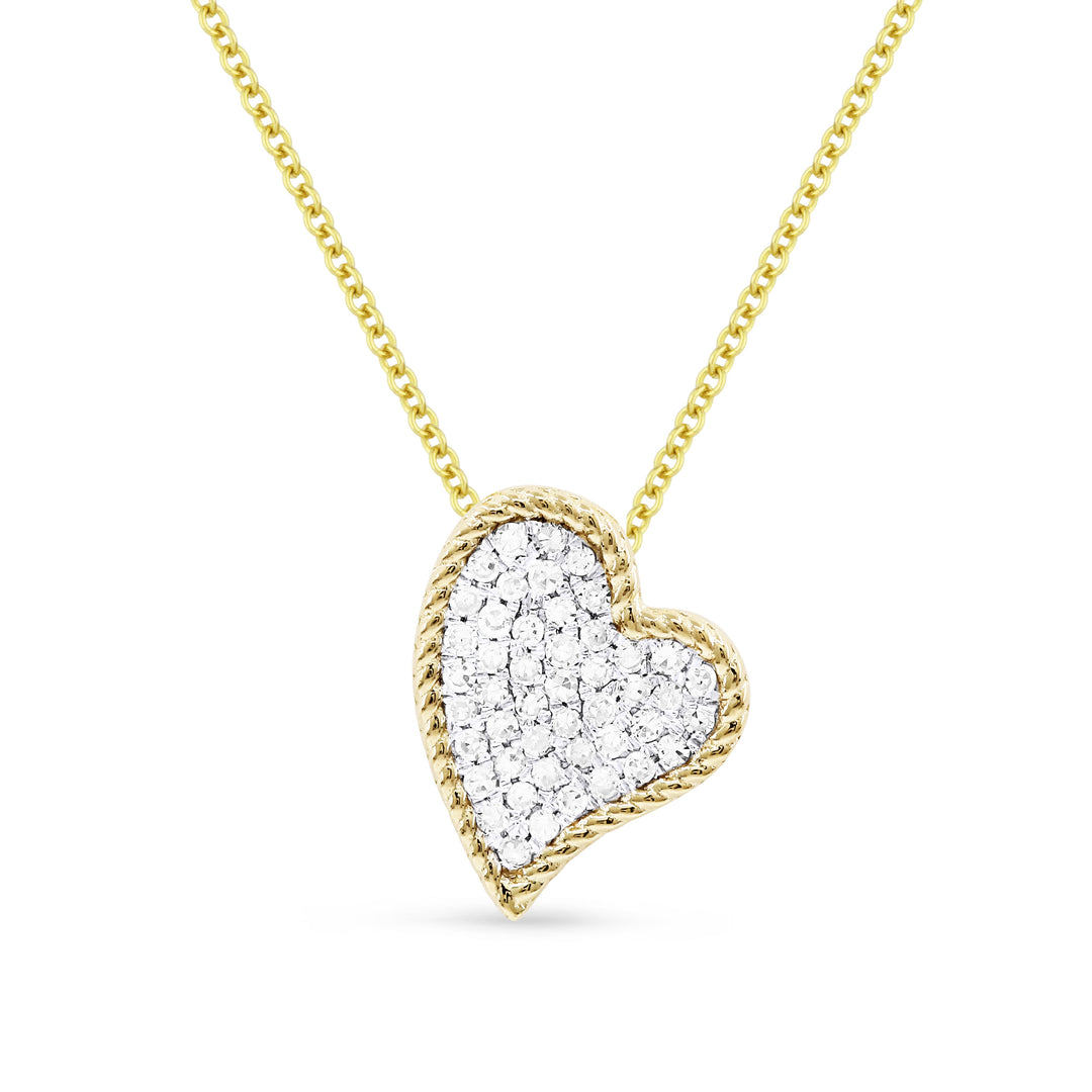 Beautiful Hand Crafted 14K Yellow Gold White Diamond Milano Collection Pendant