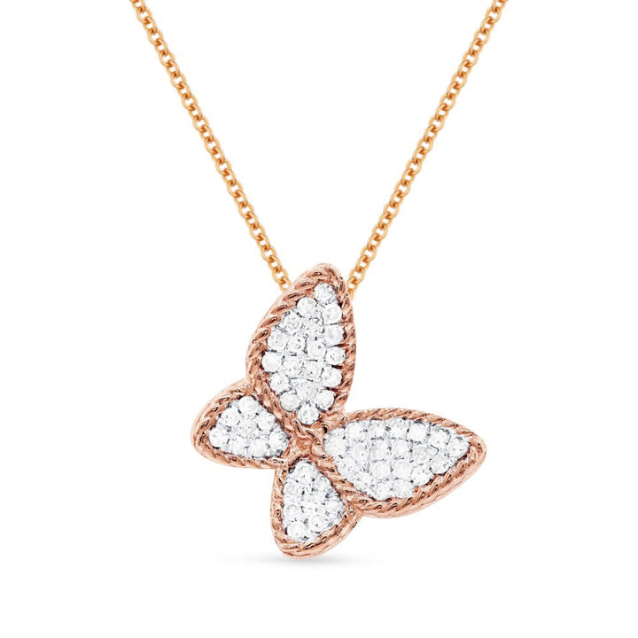 Beautiful Hand Crafted 14K Rose Gold White Diamond Milano Collection Pendant