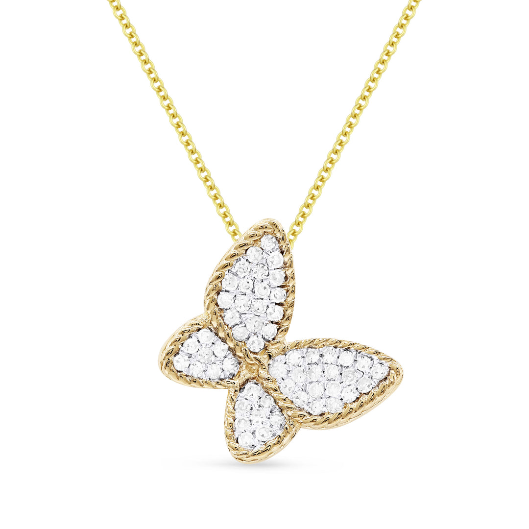 Beautiful Hand Crafted 14K Yellow Gold White Diamond Milano Collection Pendant