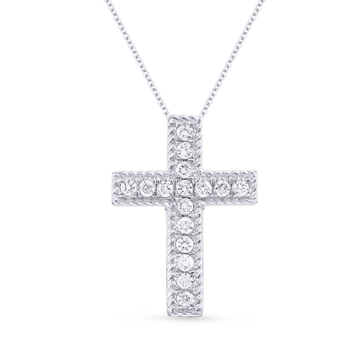 Beautiful Hand Crafted 14K White Gold White Diamond Religious Collection Pendant
