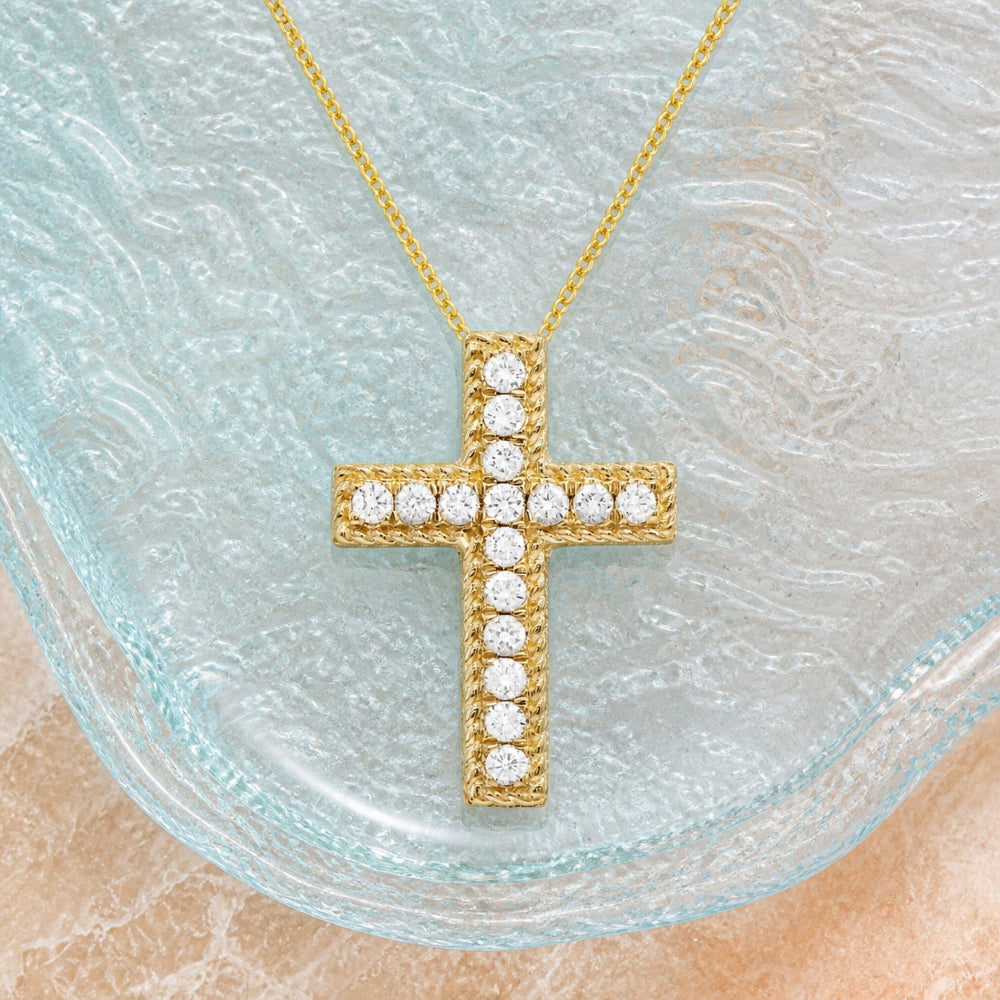 N1507 - 14K Gold Diamond Crucifix Cross Pendant