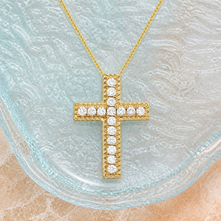 N1507 - 14K Gold Diamond Crucifix Cross Pendant