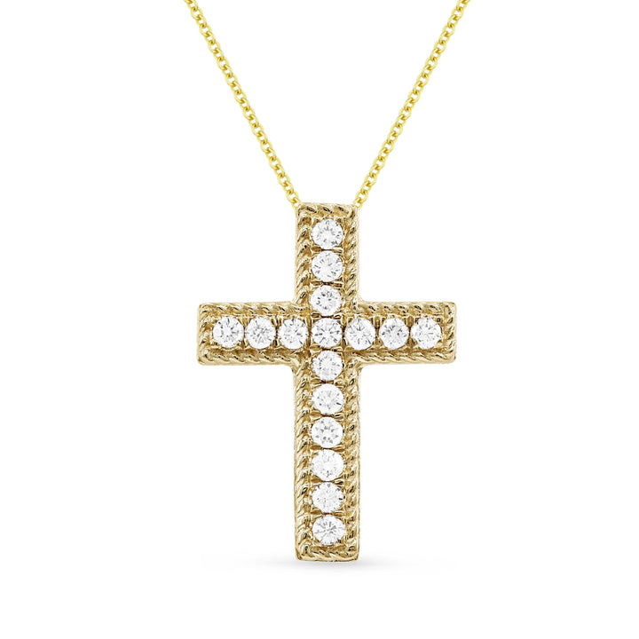Beautiful Hand Crafted 14K Yellow Gold White Diamond Religious Collection Pendant