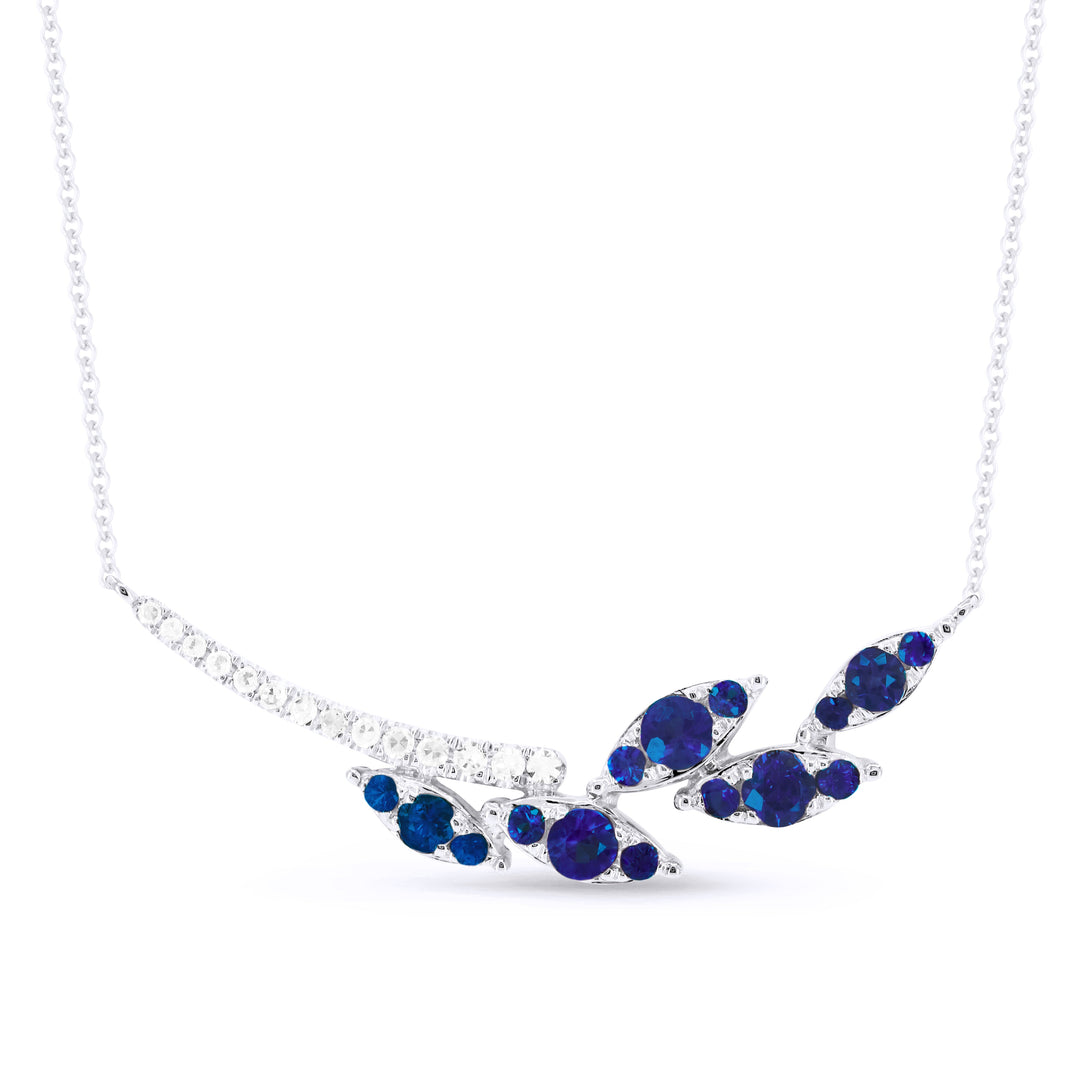 Beautiful Hand Crafted 14K White Gold  Sapphire And Diamond Arianna Collection Necklace