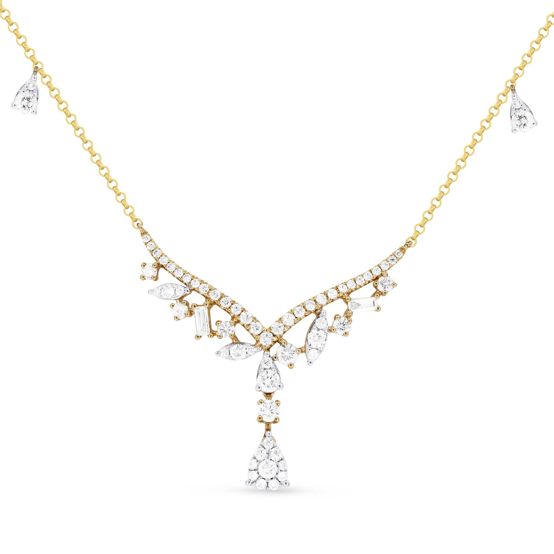 Beautiful Hand Crafted 14K Yellow Gold White Diamond Milano Collection Necklace