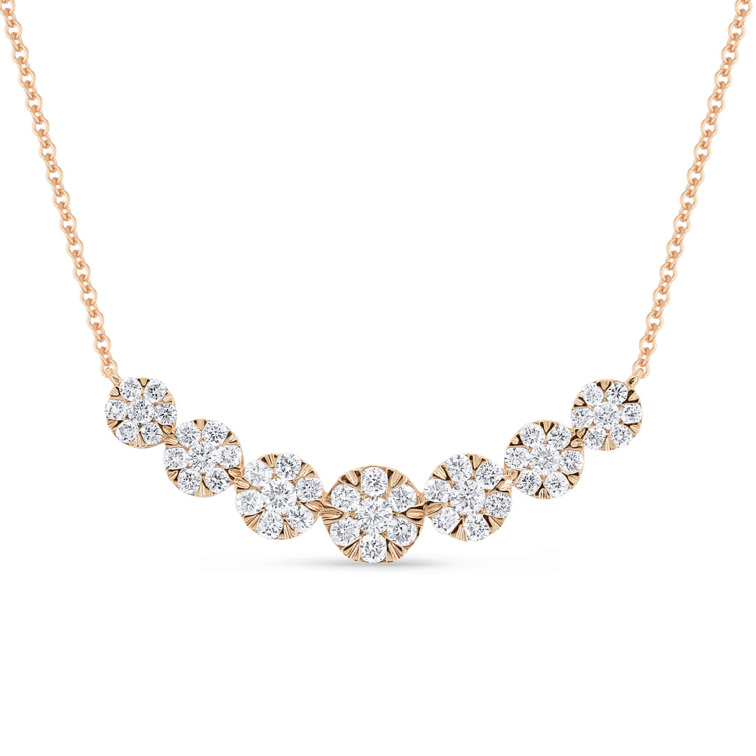 Beautiful Hand Crafted 14K Rose Gold White Diamond Milano Collection Necklace