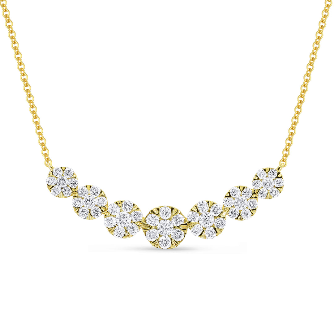 Beautiful Hand Crafted 14K Yellow Gold White Diamond Milano Collection Necklace