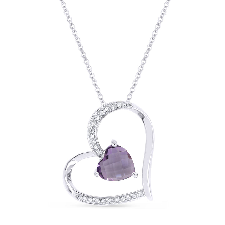 Beautiful Hand Crafted 14K White Gold 6MM Amethyst And Diamond Eclectica Collection Pendant