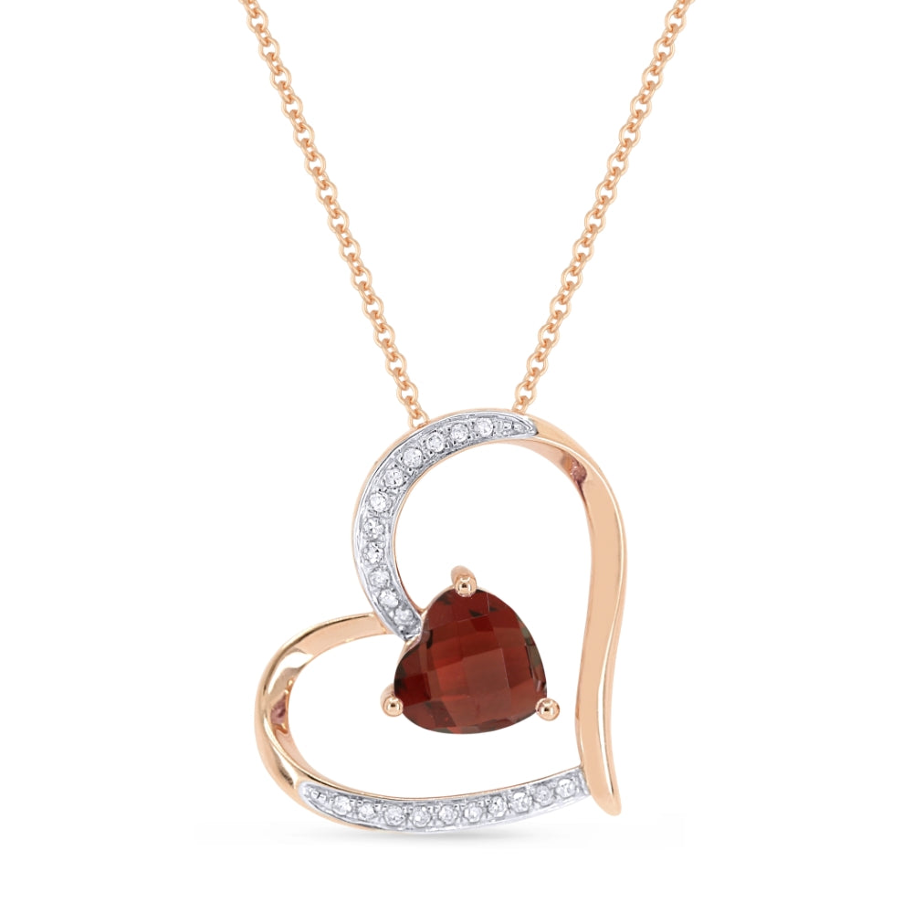 Beautiful Hand Crafted 14K White Gold 6MM Garnet And Diamond Eclectica Collection Pendant