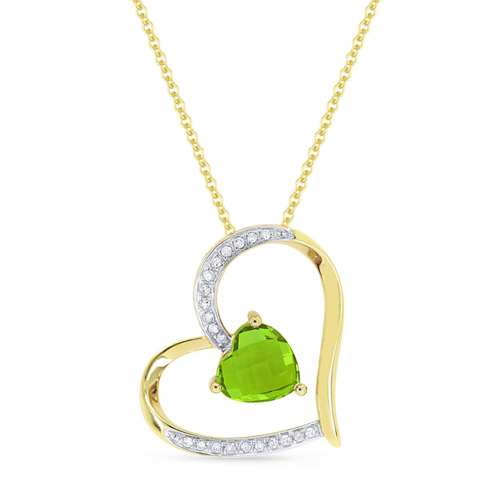 Beautiful Hand Crafted 14K Yellow Gold 6MM Peridot And Diamond Eclectica Collection Pendant