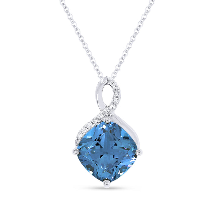Madison L 14K White Gold Swiss Blue Topaz Cushion Pendant - style N1539SWBTW