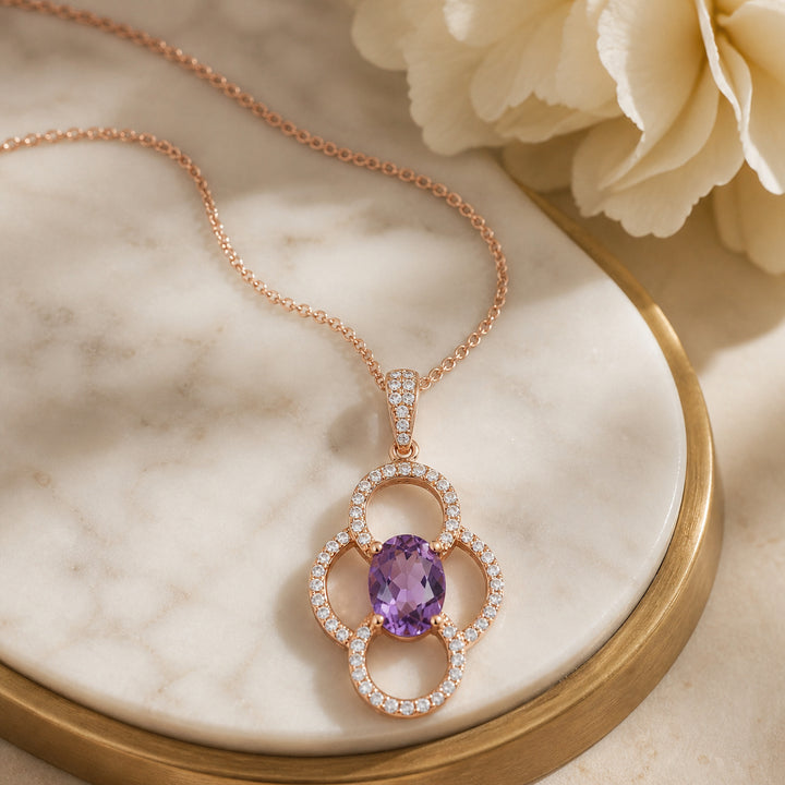 Madison L 14K Rose Gold Amethyst Pendant - style N1547AMP