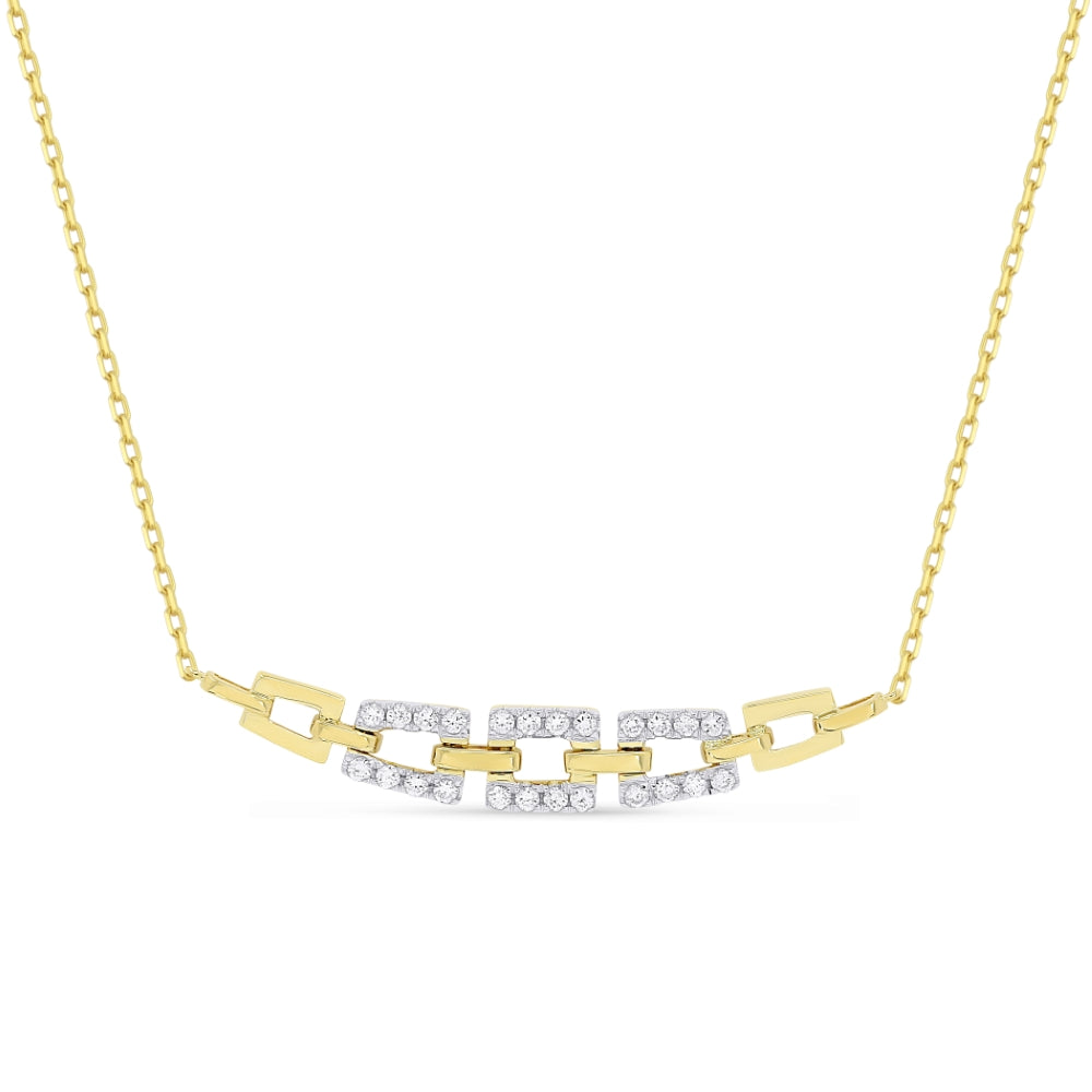 Beautiful Hand Crafted 14K Two Tone Gold White Diamond Milano Collection Necklace