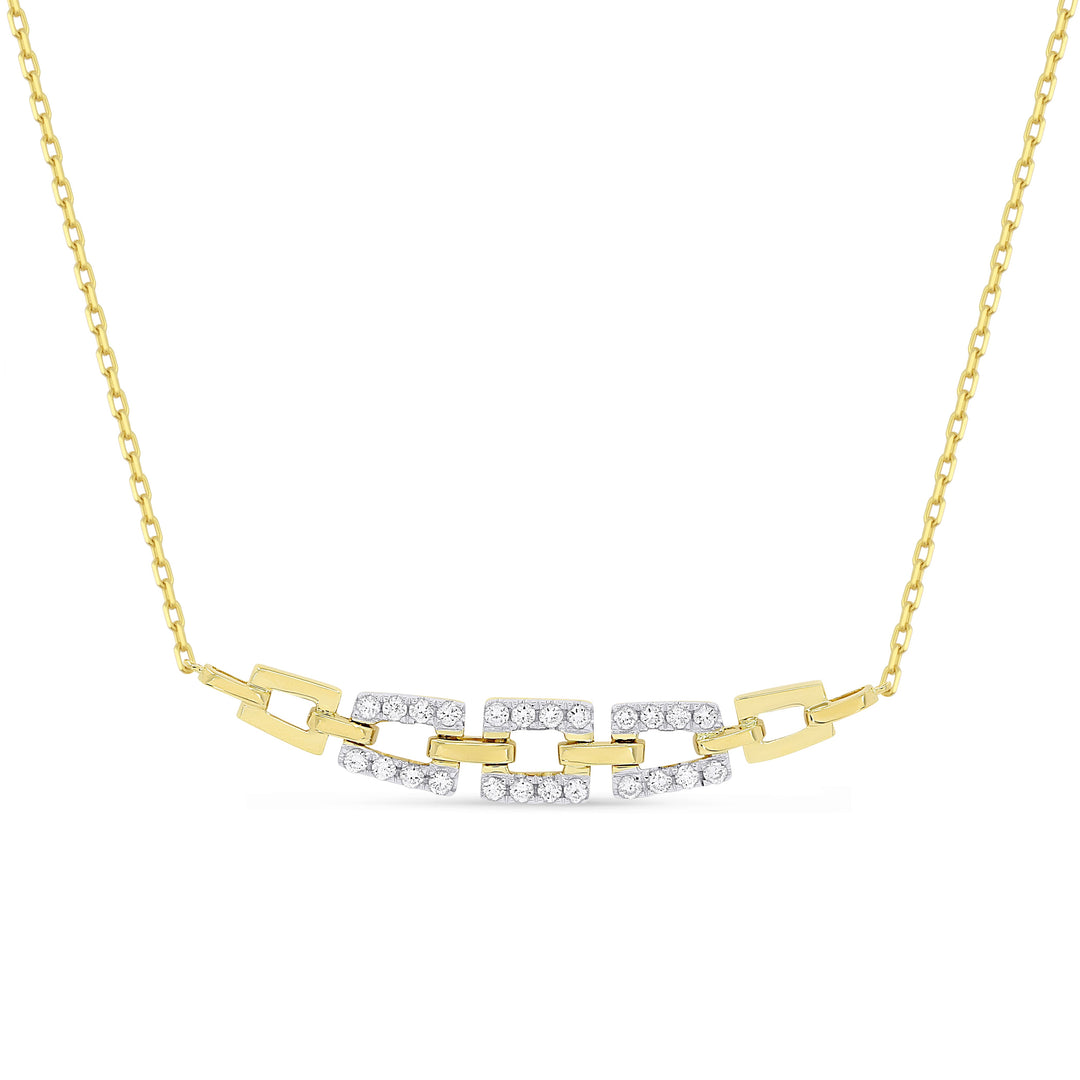 Beautiful Hand Crafted 14K Two Tone Gold White Diamond Milano Collection Necklace