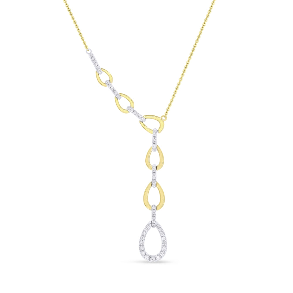 Beautiful Hand Crafted 14K Two Tone Gold White Diamond Milano Collection Necklace