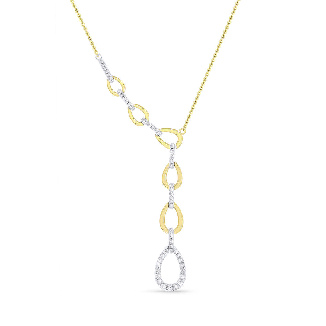 Beautiful Hand Crafted 14K Two Tone Gold White Diamond Milano Collection Necklace