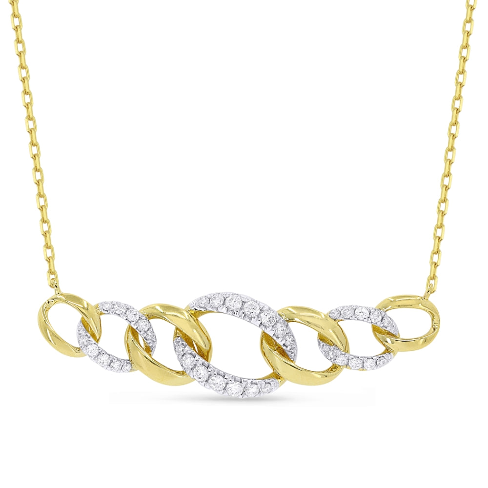 Beautiful Hand Crafted 14K Two Tone Gold White Diamond Milano Collection Necklace