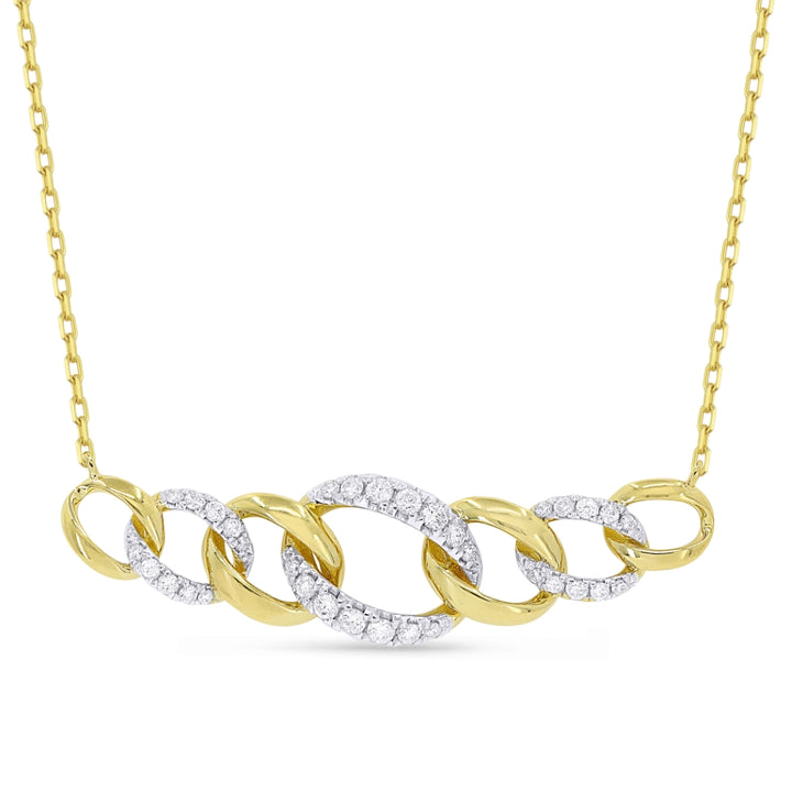 Beautiful Hand Crafted 14K Two Tone Gold White Diamond Milano Collection Necklace