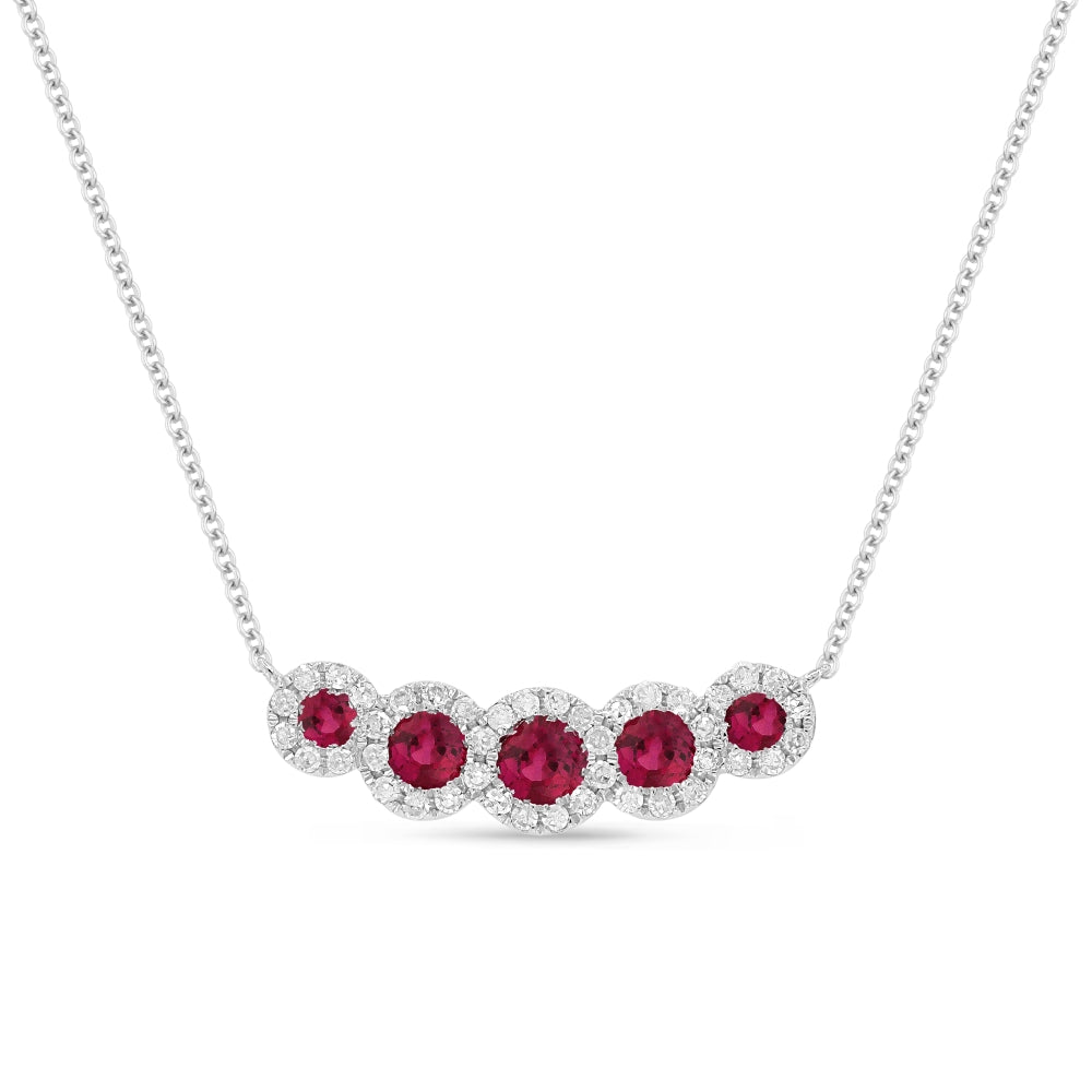 Beautiful Hand Crafted 14K White Gold  Ruby And Diamond Arianna Collection Necklace