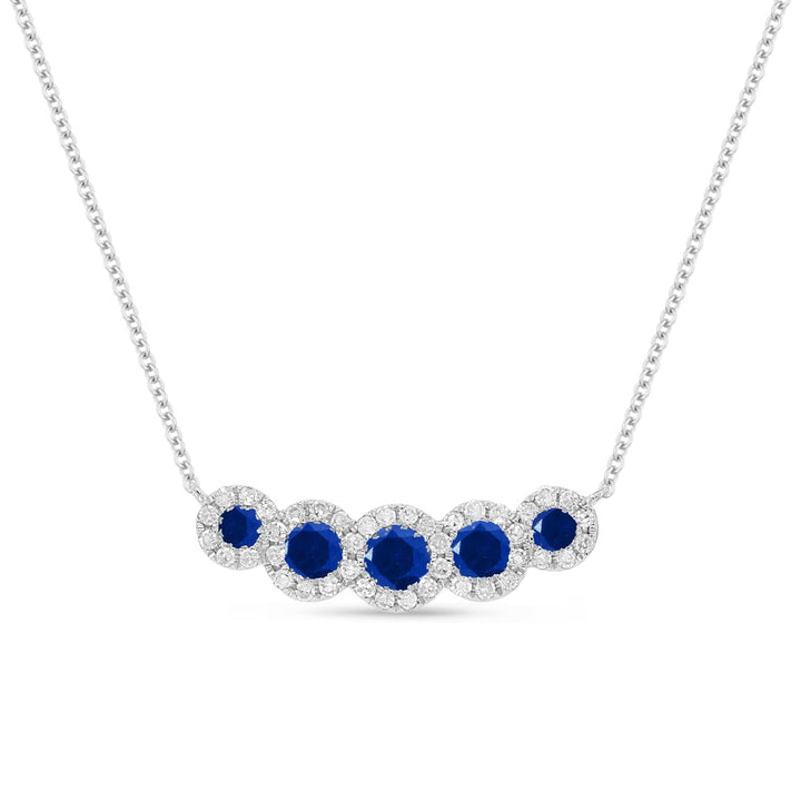 Beautiful Hand Crafted 14K White Gold 9MM Sapphire And Diamond Arianna Collection Necklace