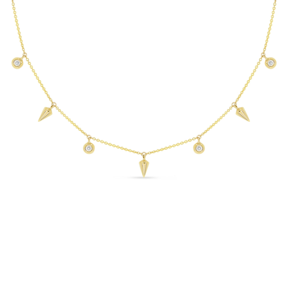 Beautiful Hand Crafted 14K Yellow Gold White Diamond Milano Collection Necklace