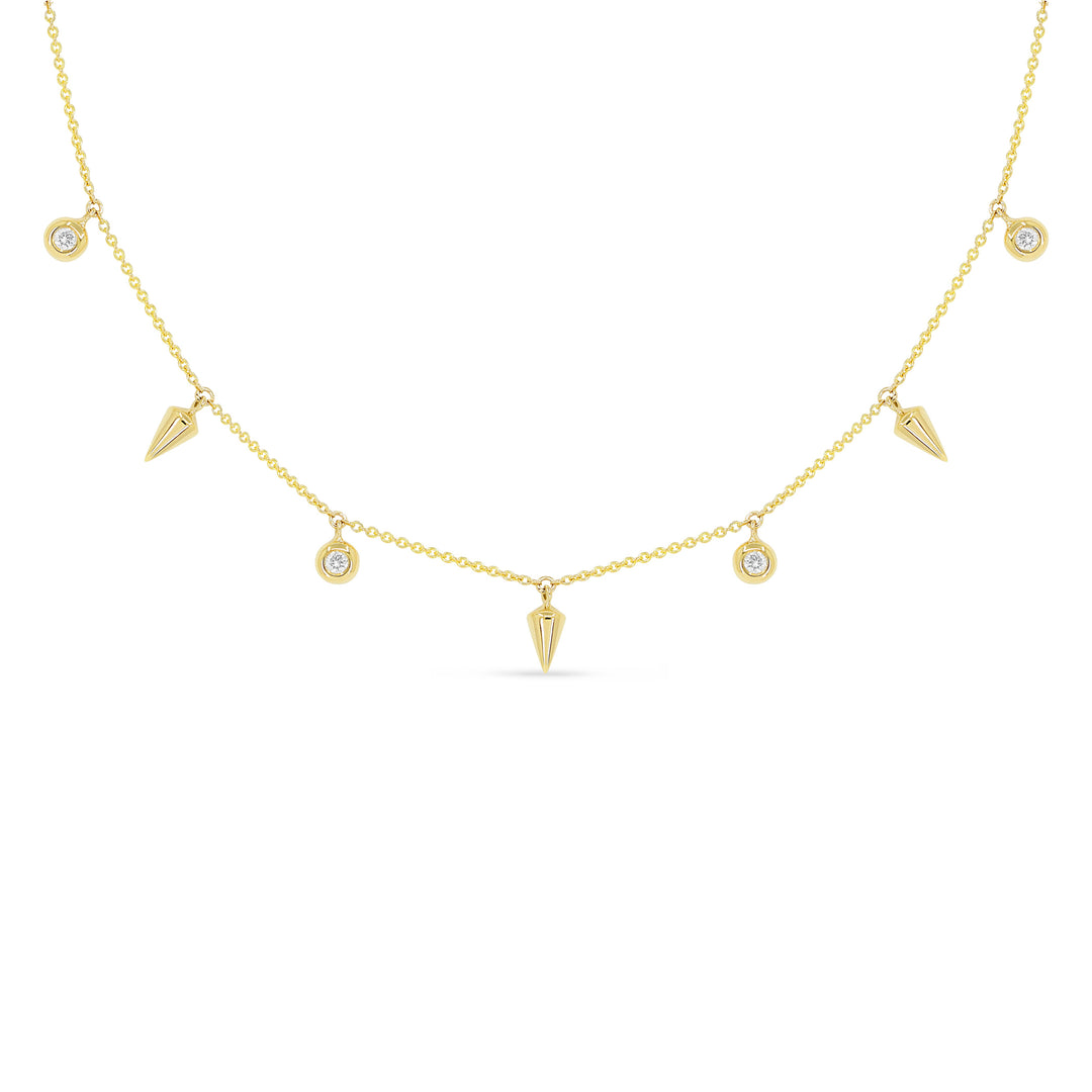 Beautiful Hand Crafted 14K Yellow Gold White Diamond Milano Collection Necklace