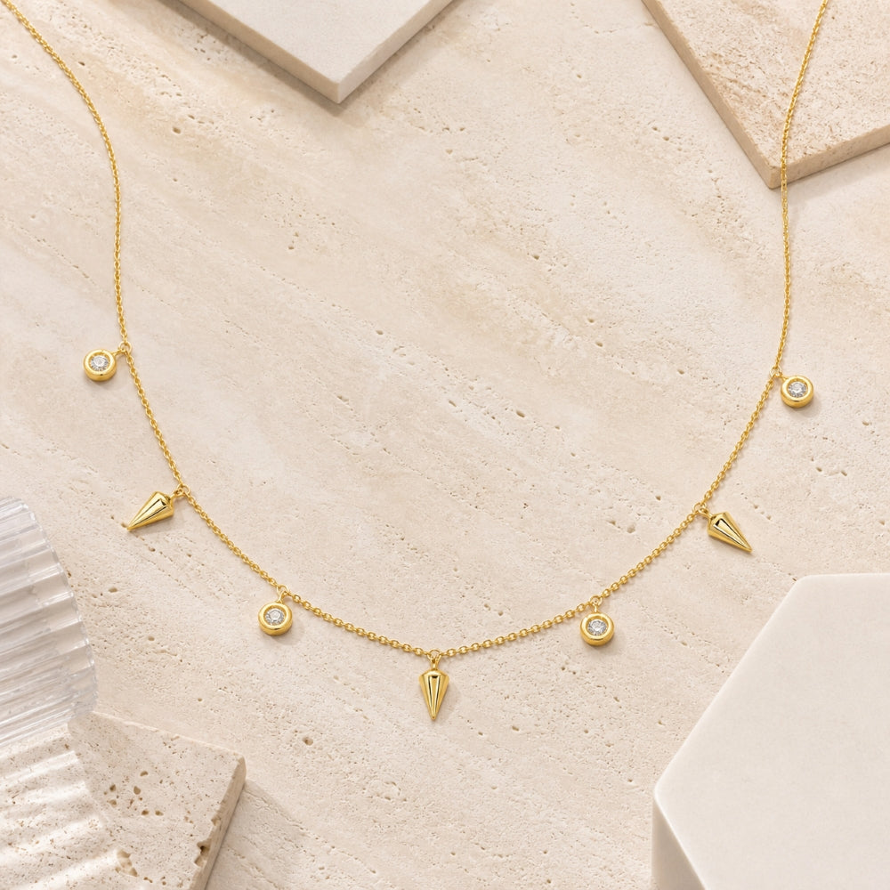 N1563 - 14K Yellow Gold Diamond Cocktail Necklace