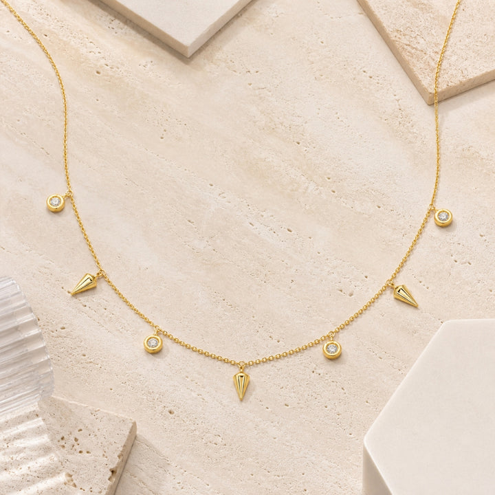 N1563 - 14K Yellow Gold Diamond Cocktail Necklace