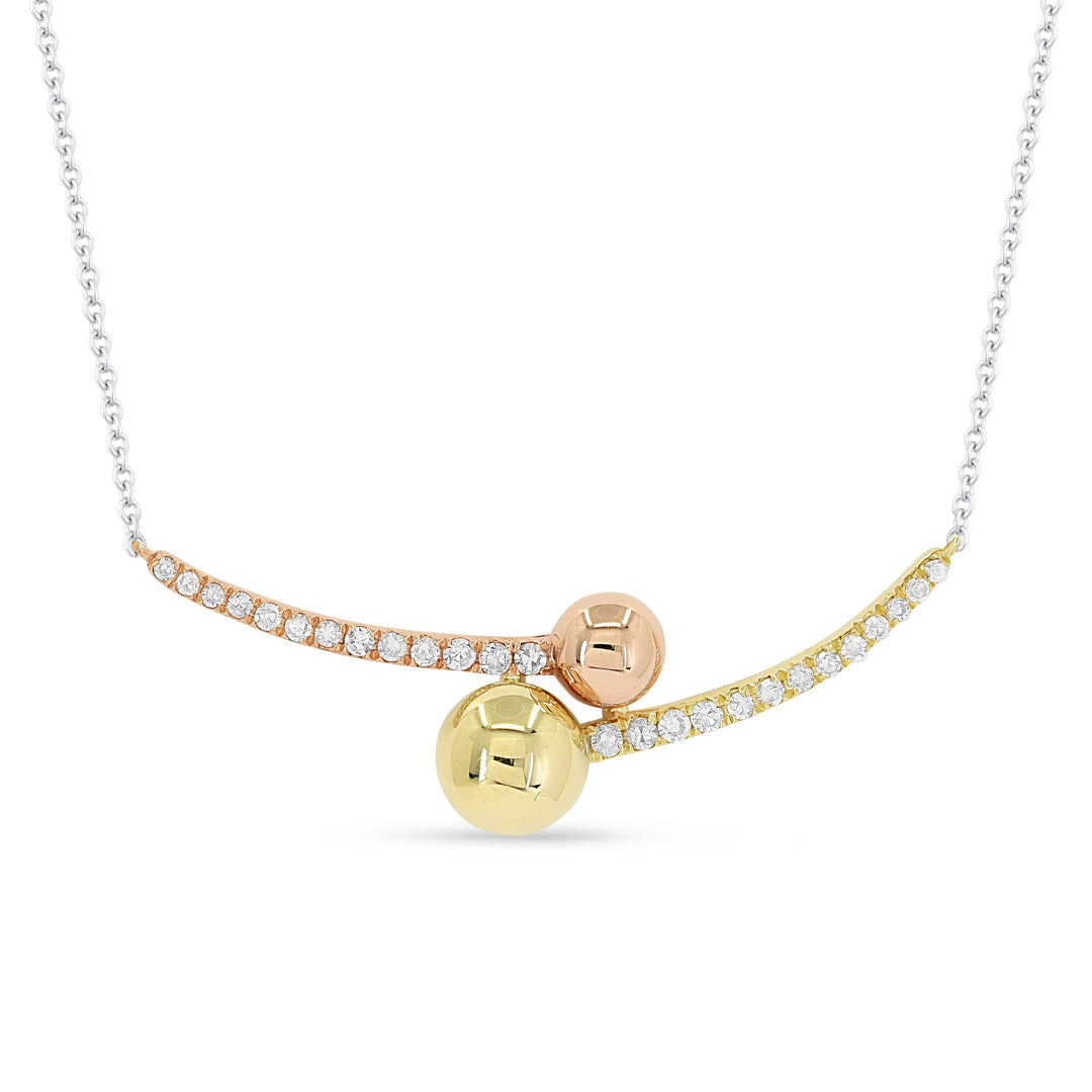 Beautiful Hand Crafted 14K Tri Color Gold White Diamond Milano Collection Necklace
