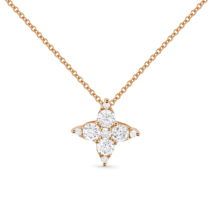 Beautiful Hand Crafted 14K Rose Gold White Diamond Milano Collection Pendant