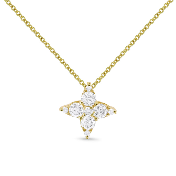 Beautiful Hand Crafted 14K Yellow Gold White Diamond Milano Collection Pendant