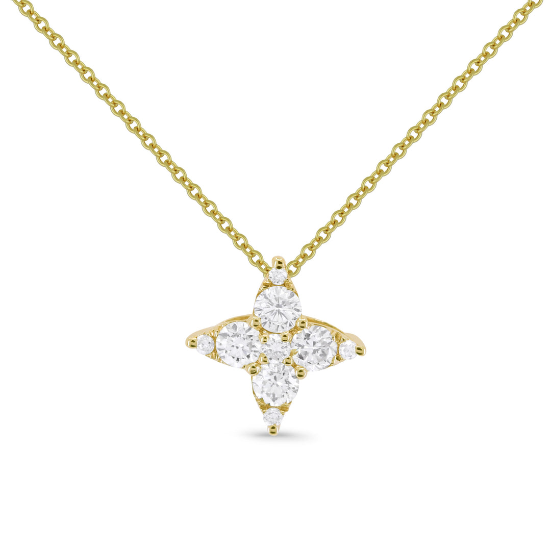 Beautiful Hand Crafted 14K Yellow Gold White Diamond Milano Collection Pendant