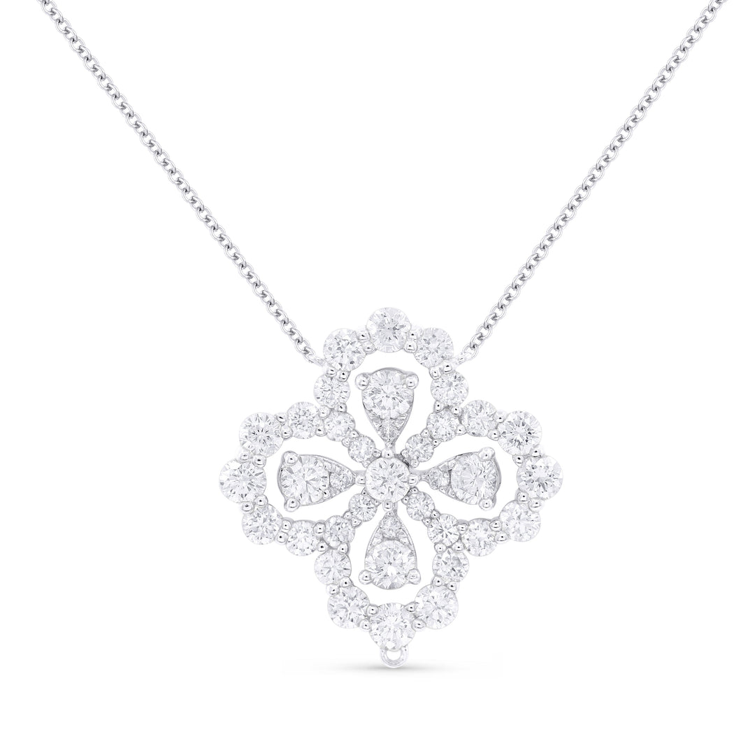 Beautiful Hand Crafted 14K White Gold White Diamond Milano Collection Pendant