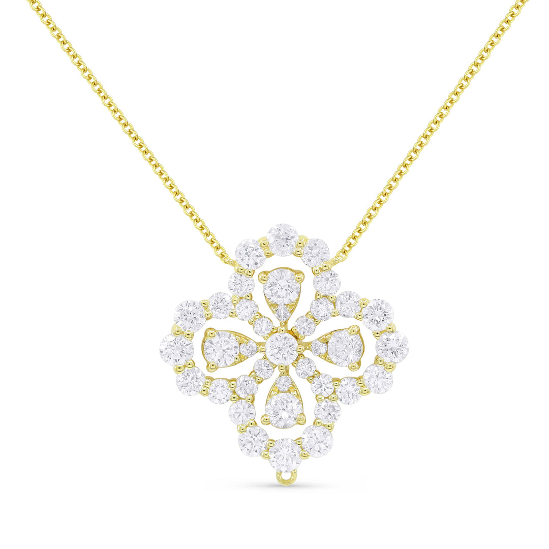 Beautiful Hand Crafted 14K Yellow Gold White Diamond Milano Collection Pendant