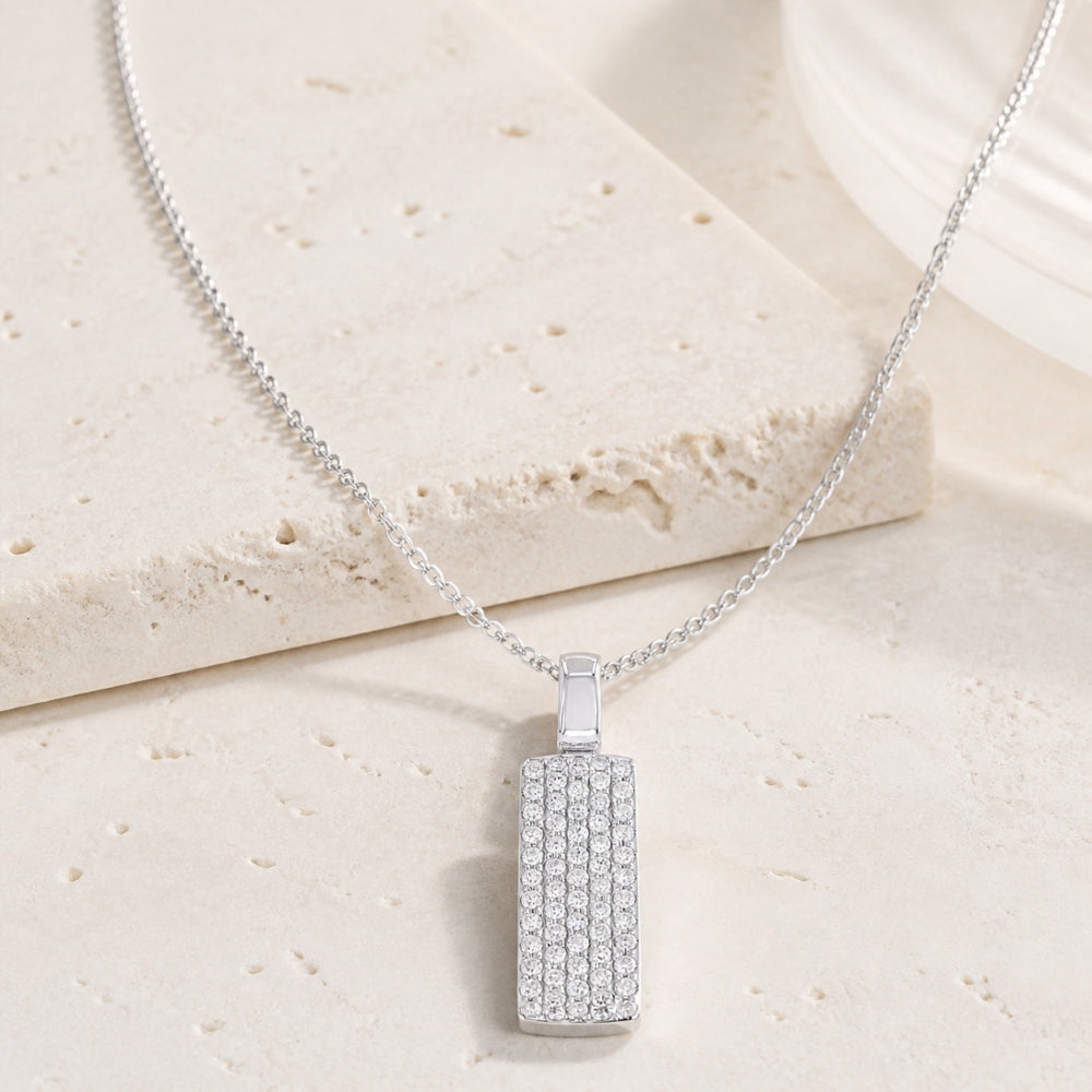 N1569 - 14K Gold Diamond Rectangle Pendant