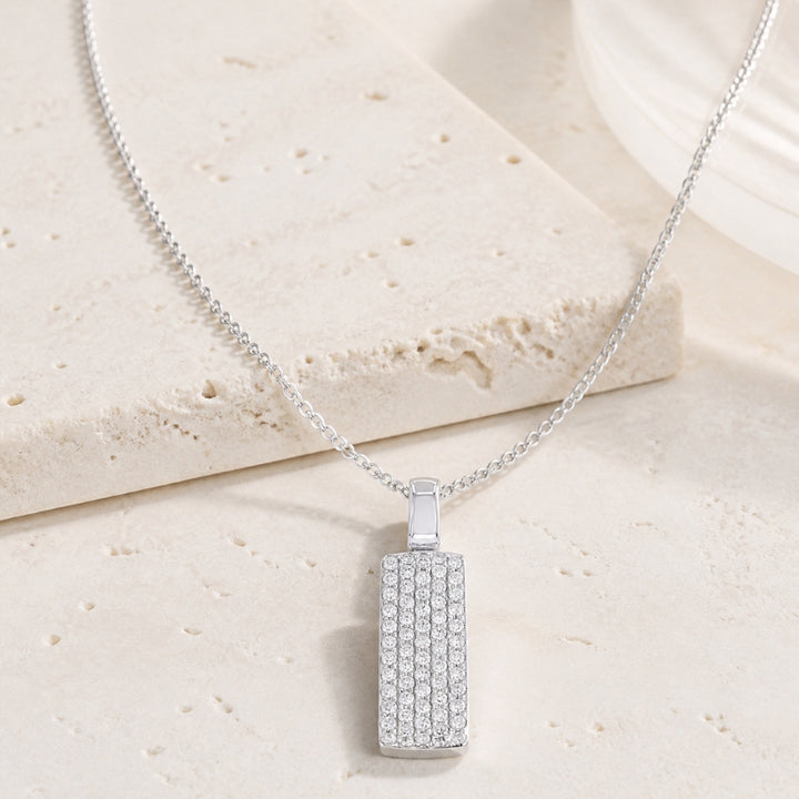 N1569 - 14K Gold Diamond Rectangle Pendant
