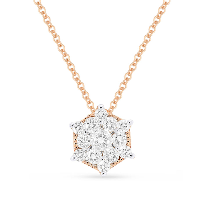 Beautiful Hand Crafted 14K Rose Gold White Diamond Lumina Collection Pendant