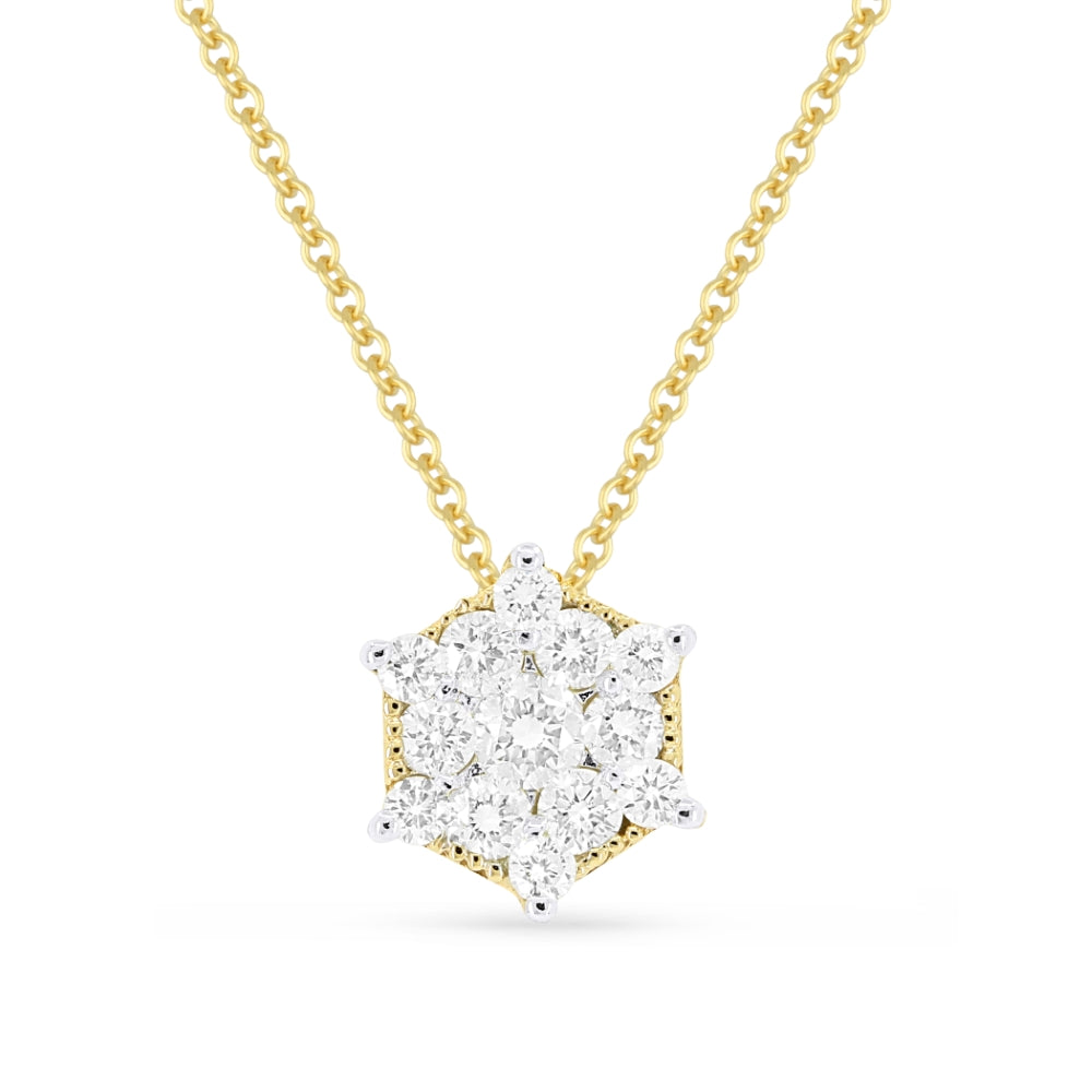 Beautiful Hand Crafted 14K Two Tone Gold White Diamond Lumina Collection Pendant