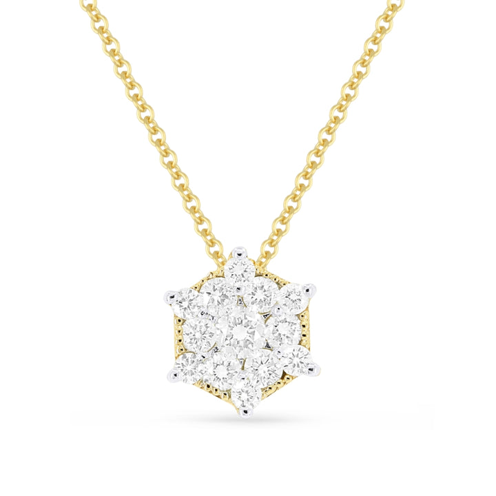 Beautiful Hand Crafted 14K Two Tone Gold White Diamond Lumina Collection Pendant