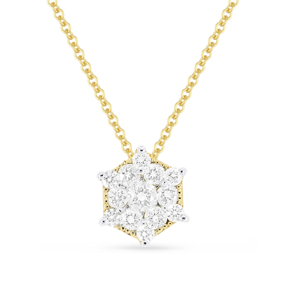 Beautiful Hand Crafted 14K Two Tone Gold White Diamond Lumina Collection Pendant