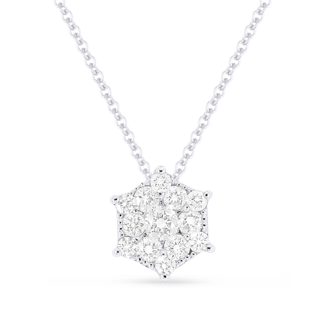 Beautiful Hand Crafted 14K White Gold White Diamond Lumina Collection Pendant