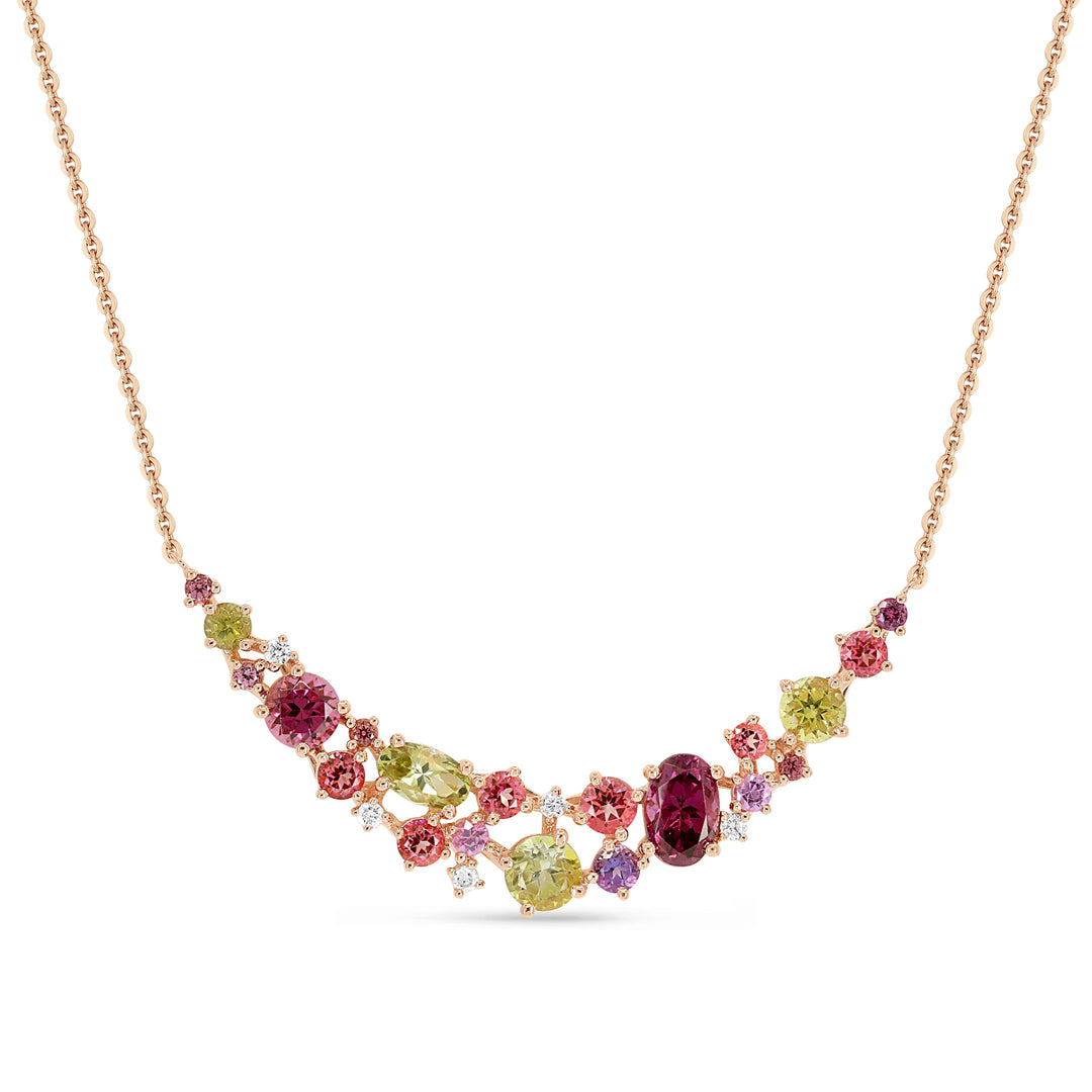 Beautiful Hand Crafted 14K Rose Gold  Sapphire And Diamond Eclectica Collection Necklace